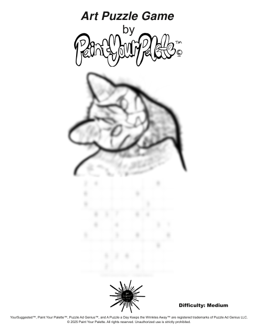Art Puzzle Game | Digital Puzzle Coloring Sheet - Cat